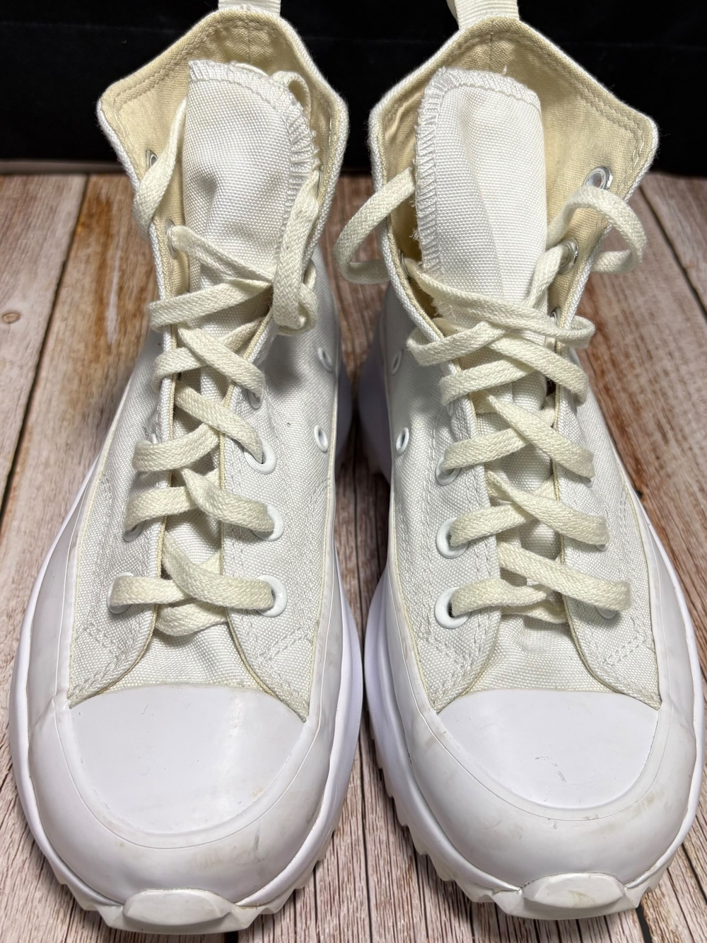 High-Top Canvas Sneakers in Cream